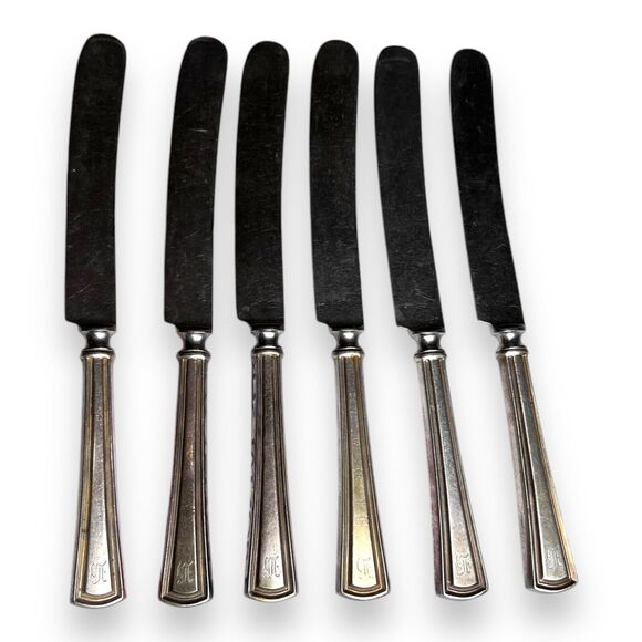 Alvin Silmet Vintage Set Of 6 Silver Plated Kitchen Dinner Butter Knives - 9” - Picture 3 of 7